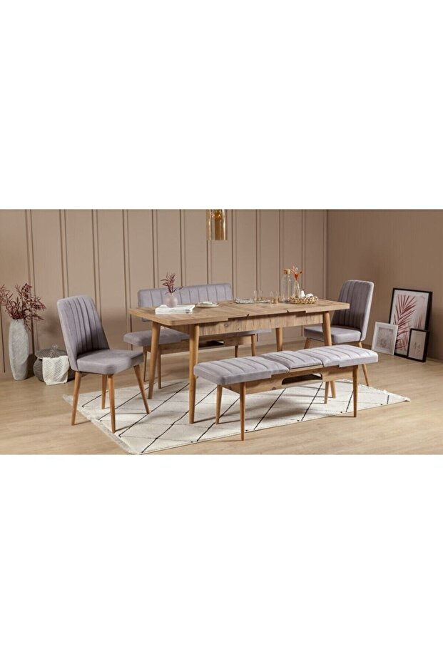 Paris Banklı Yemek Masası Takımı Atlantik Soho Gri - 3