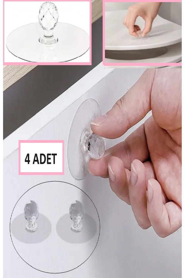 Mutfak Banyo Dolap Gardrop Kulpu Çok Amaçlı 4 ADET  Yapışkanlı Kulp Tutacak Askı - 5