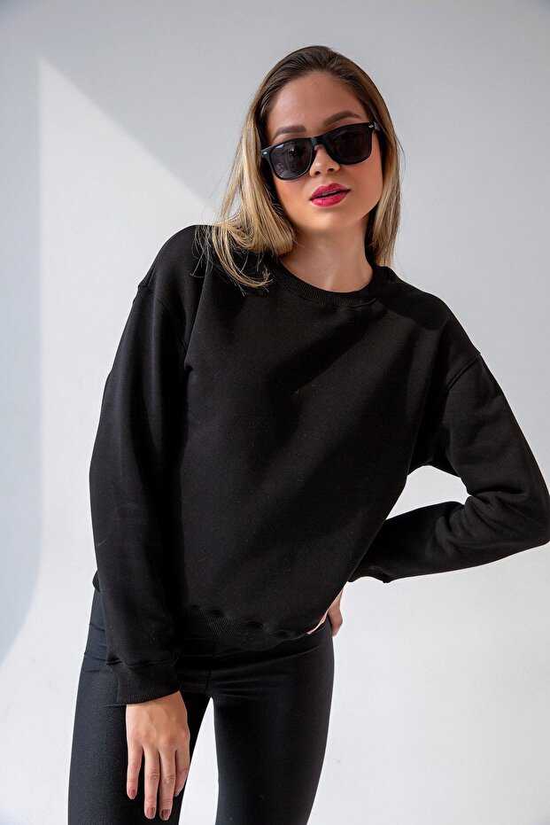 Relaxed Siyah Oversize Sweatshirt - 2