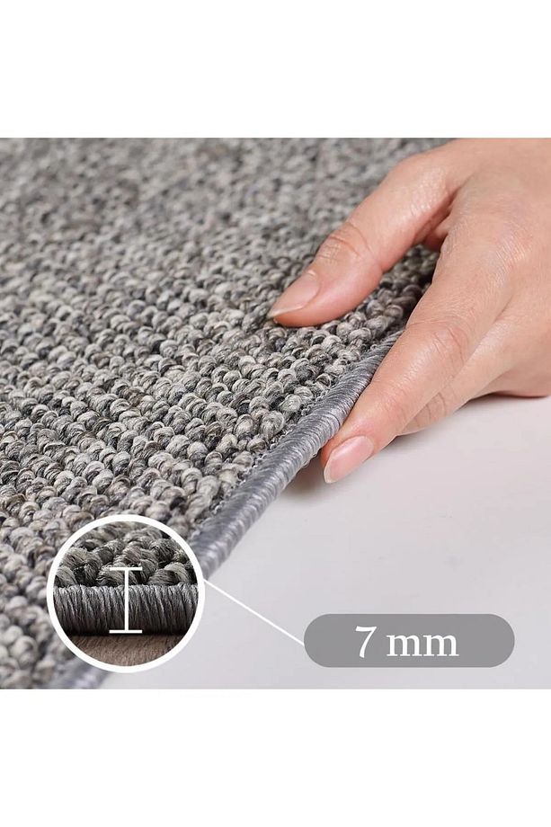 Bukle Kilim Düz  Yumuşak Sisal Jüt Taban %100 Polipropilen Yuvarlak Oda Koridor Halısı Kahve Renk - 7