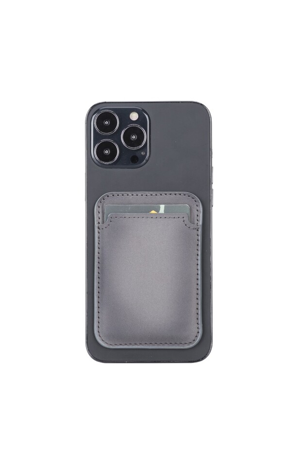 Genuine Leather Magnetic Credit Card Holder - Magsafe Wallet, Compatible Smart Phone