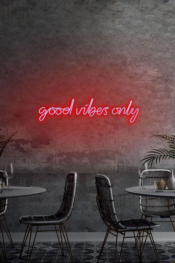 Neongraph Led Dekoratif Duvar Aydınlatması Neon Duvar Yazısı Good Vibes Only 64 X 18 Cm - 2