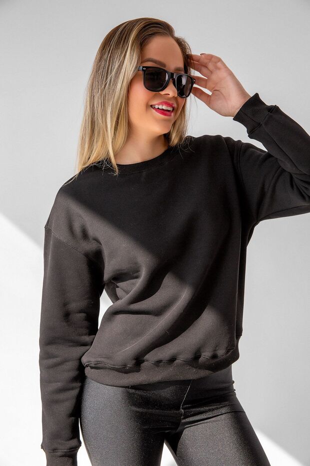 Relaxed Siyah Oversize Sweatshirt - 1