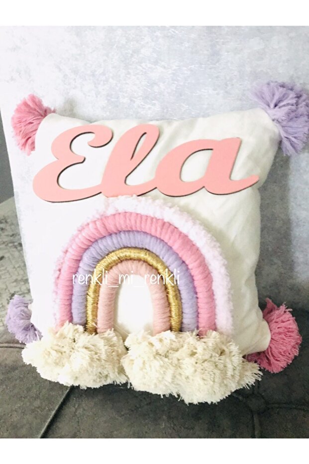 Macrame Rainbow Jewelry Pillow