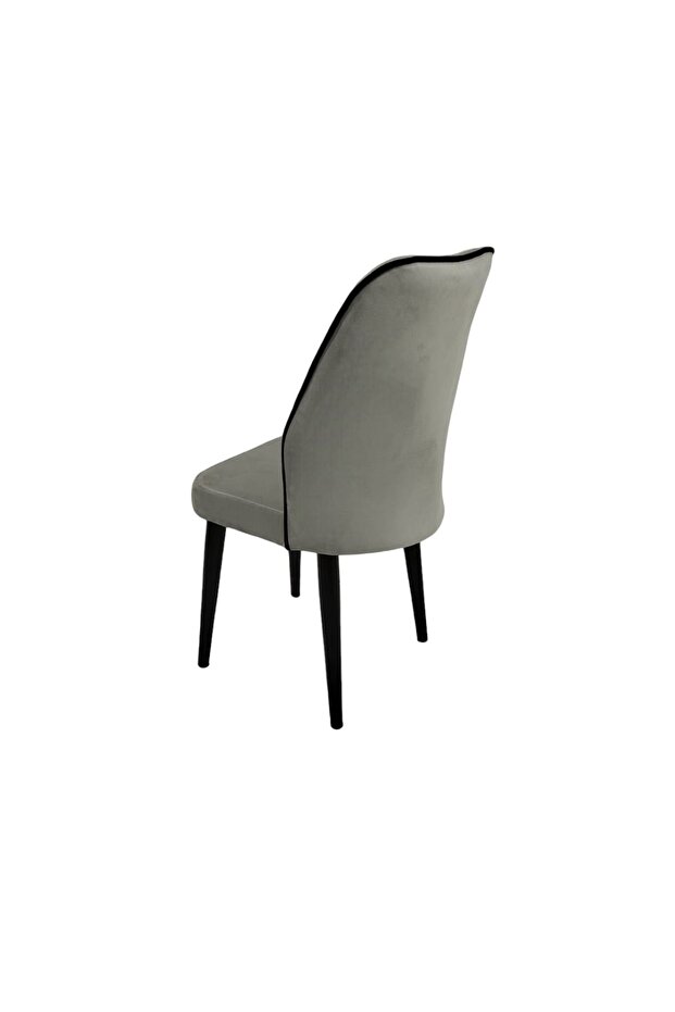 Lena Mutfak Sandalyesi 1.Sınıf Babyface Gri Kumaş Metal Ayak 2 Adet - 3