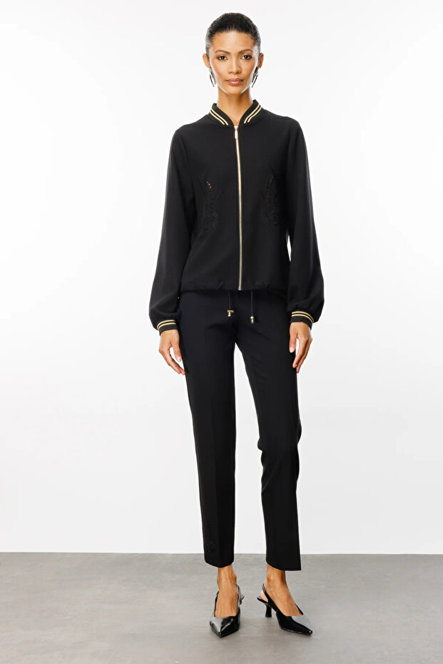 Fermuarlı Ceket Siyah - 1