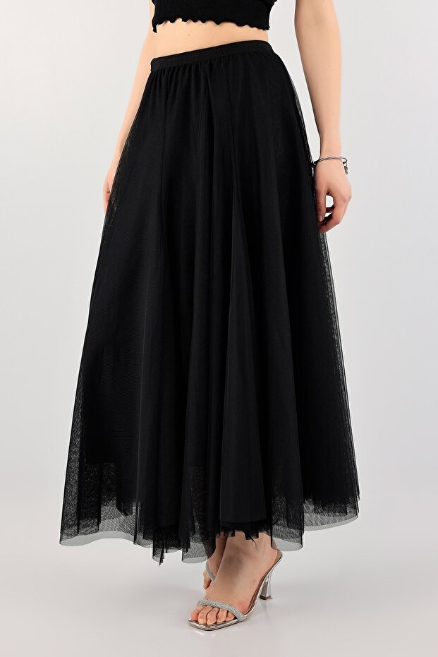 Siyah Kat Kat Tül Etek - 4