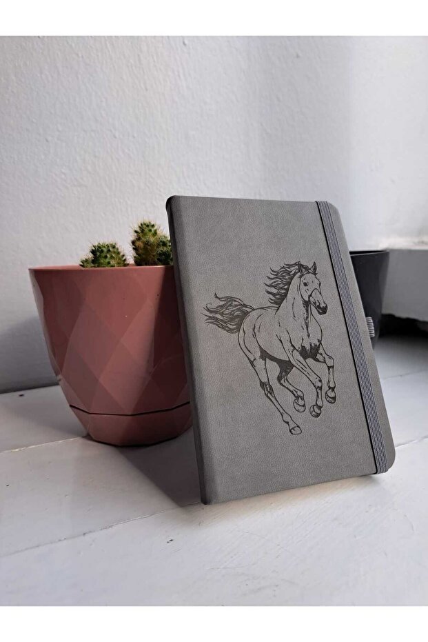 دفتر ملاحظات مبطن من الجلد الحراري (NOTEBOOK) - دفتر ملاحظات بنمط حصان 9x14 سم - جدول أعمال غير مؤرخ