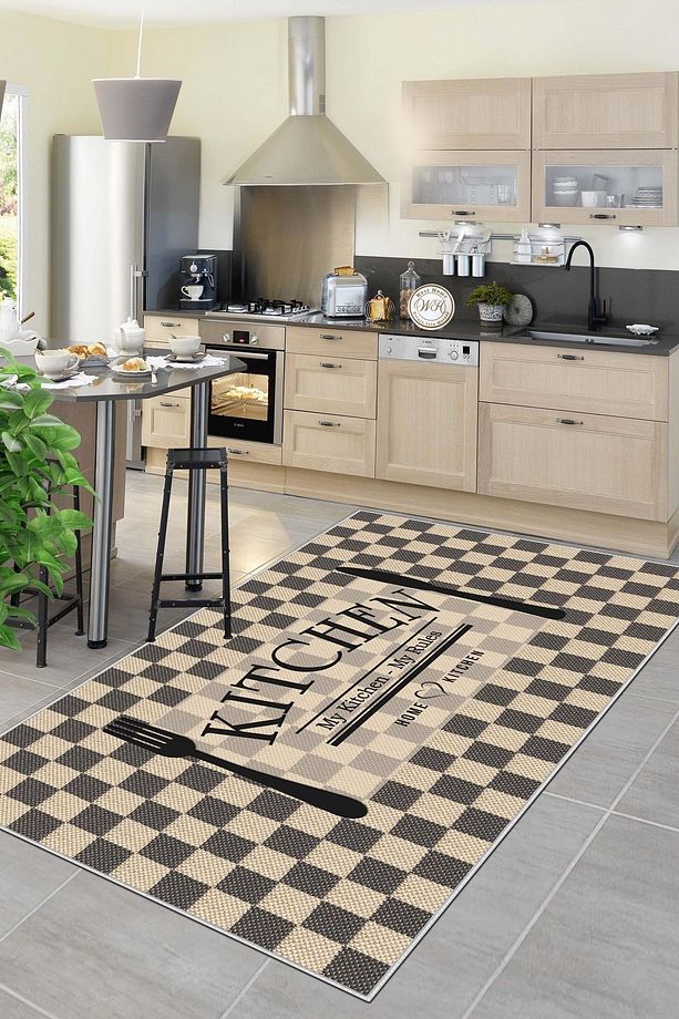 Makinede Yıkanabilir Kaymaz Taban Leke Tutmaz Salon Halısı Mutfak Halısı Balkon Halısı ve Yolluk - 1