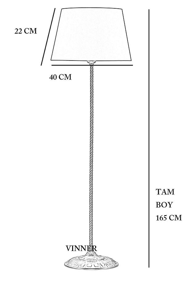 Conic Eskitme Tek Ayaklı Metal Burgulu Lambader Krem - 2