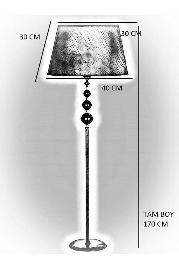 Krom Kaplama Üçlü Küre Düz Tekli Metal Ayak Lambader - 2