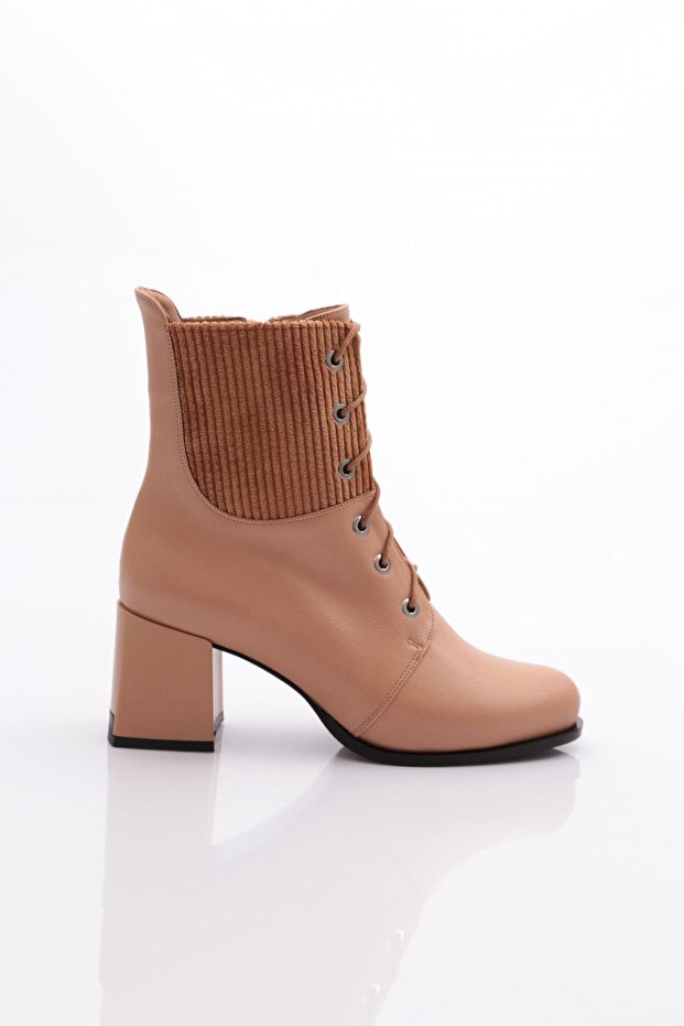 Nude Velvet Women's Heeled Boots - 81321033