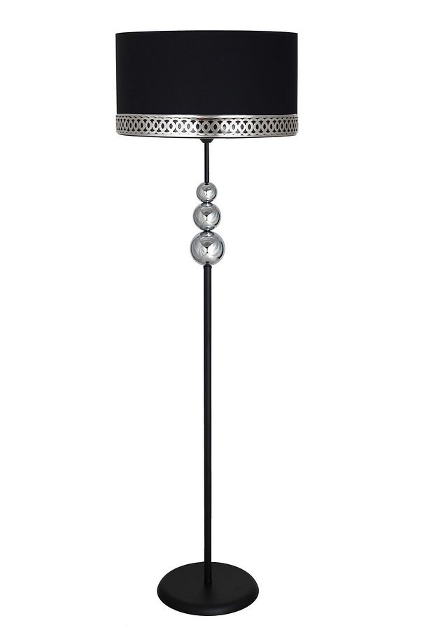 Üçlü Krom Küre Tek Ayaklı Siyah Metal Lambader - A Krom Siyah - 1