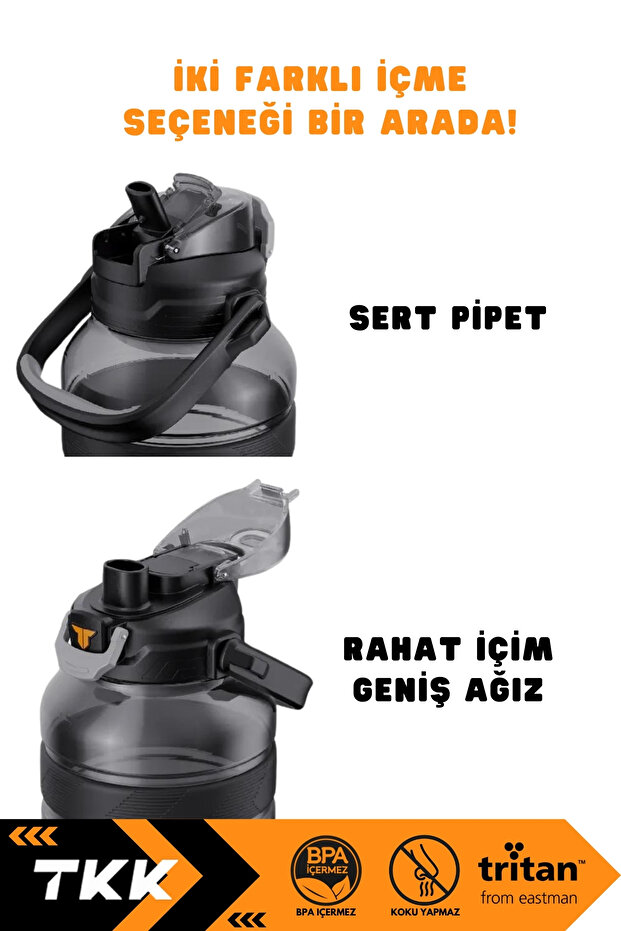 New Collection Tkk 1200ml - Use Without Straw and Straw, Neck Hanging, Handled Tritan Water Flask - 3