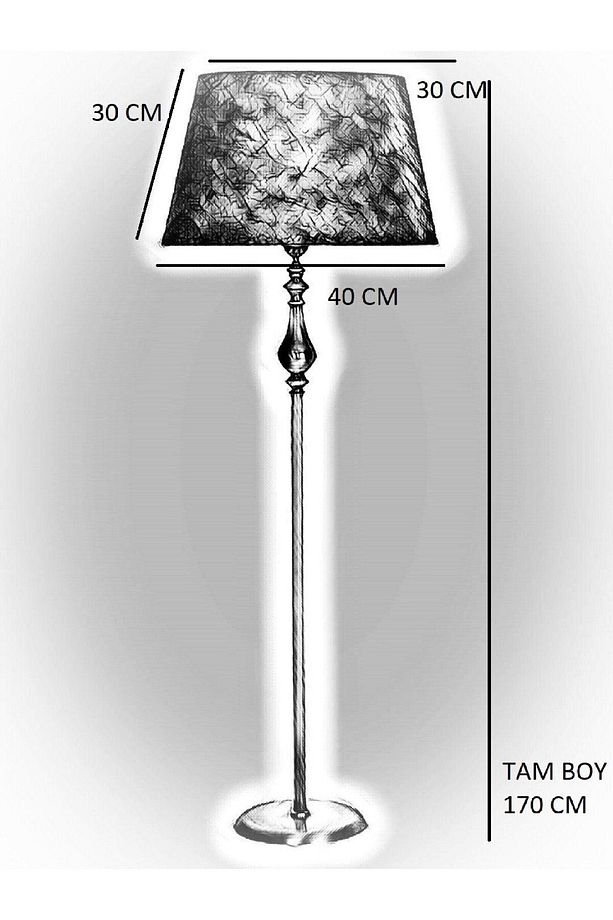 Eskitme Kaplama Retro Düz Tek Ayak Metal Lambader Konik Gri Başlık - 2