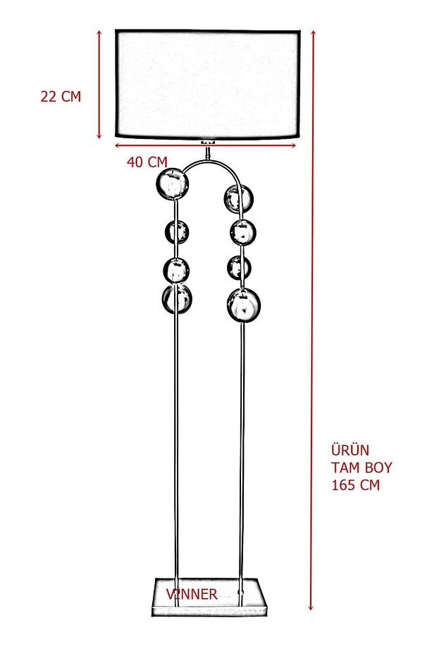 Cabil Gold Kaplama Metal Lambader - Sarı Wawe Desenli - 2