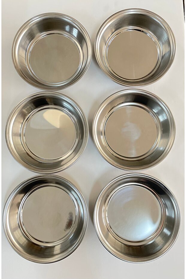 Stainless Steel Deep Dish Thick Polished Steel 19 cm () Pack of 6