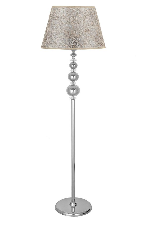 Kristal Taşlı Üçlü Küre Krom Kaplama Metal Lambader - Sarı Kırçıl - 1