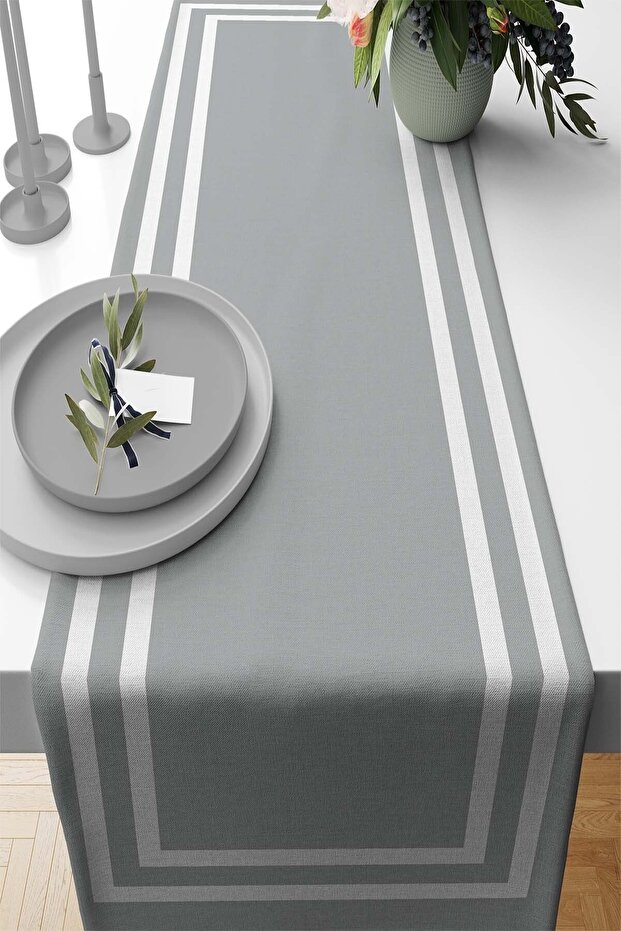 40x140cm Tablecloth Stain Resistant Premium Thai Feather Woven Fabric Runner Classic Framed Rnr366