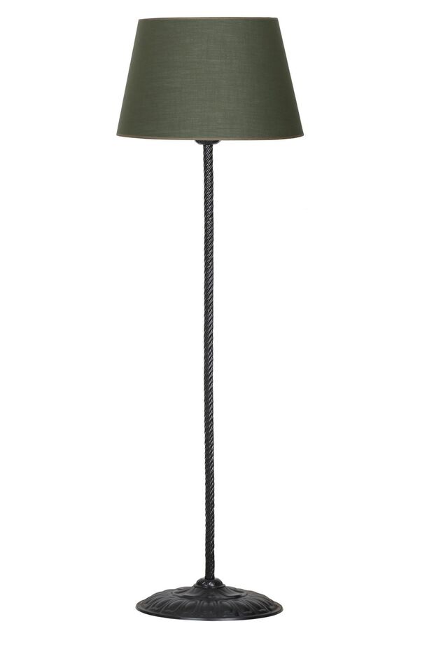 Siyah Kaplama Conic Burgulu Tek Ayak Metal Lambader - Haki Yeşil - 1