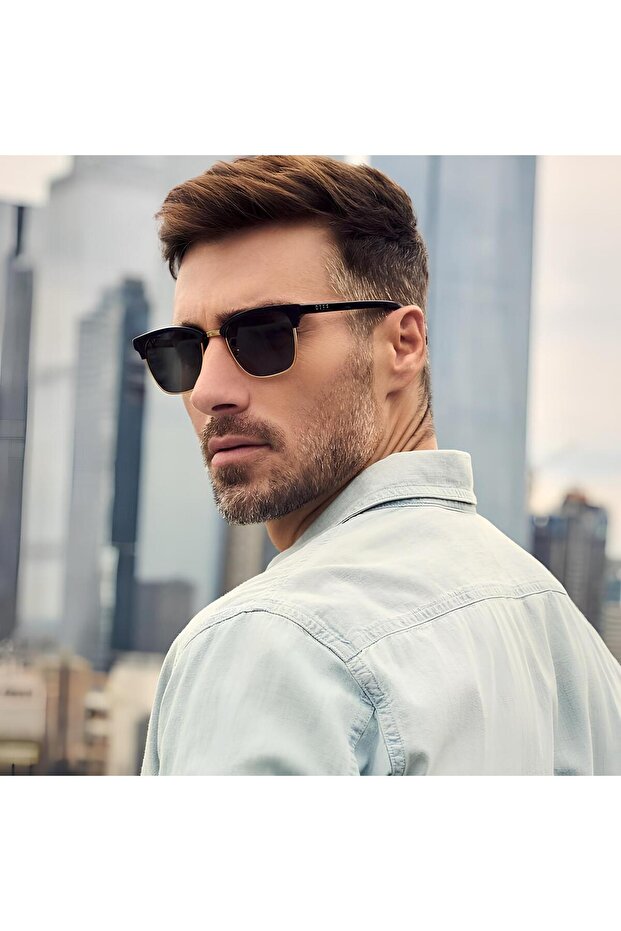 Unisex Women Men Uv400 Protected Rectangular Square Clubmaster Gold Black New Season Sunglasses