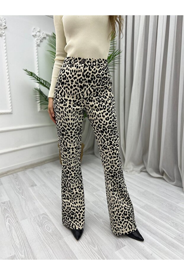 Spanish Leg Leopard Patterned Trousers