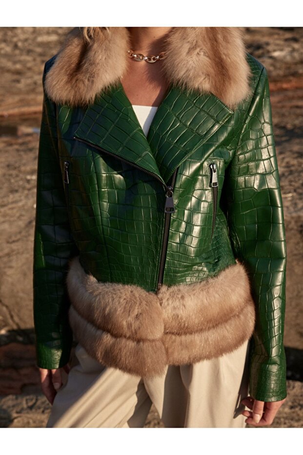 Yeşil Deri Ceket - 3