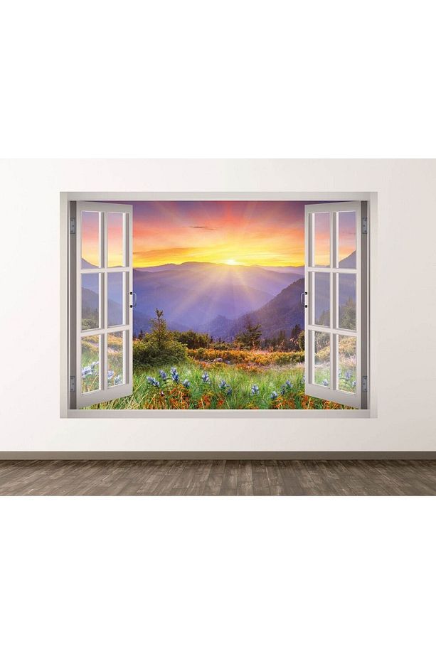Manzara Resimleri Full Hd Baskı 3D Pencere Modern Duvar Sticker - 1