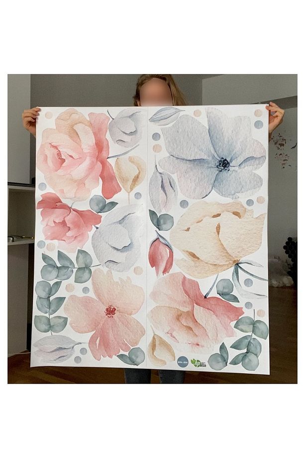Soft Renk Çiçekler Modern Duvar Sticker Seti - 3
