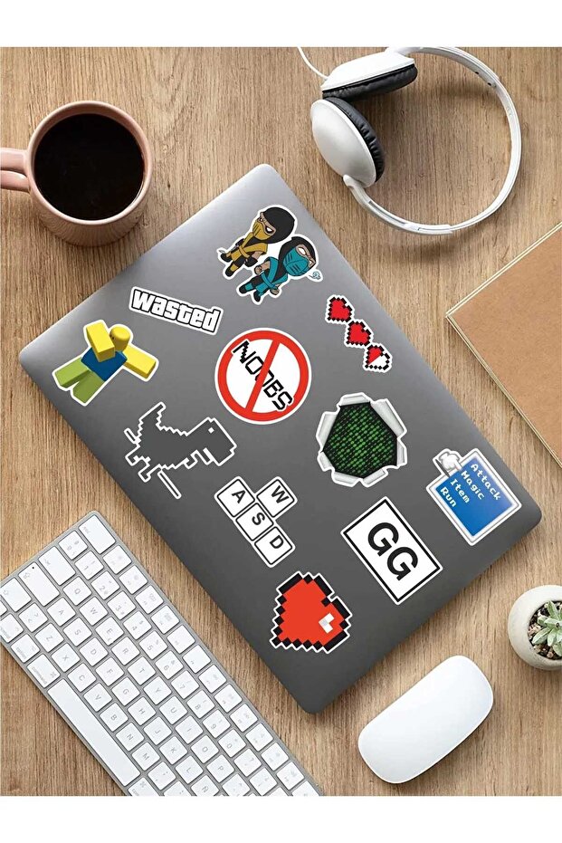 Set of 2 Game Themed Pvc Stickers - for Phone, Tablet, Laptop, Notebook, Notebook, Agenda