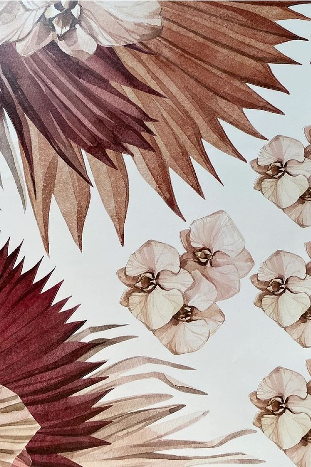 Orkide Monstera Ve Okaliptüs Çiçekleri Modern Duvar Sticker Seti - 2