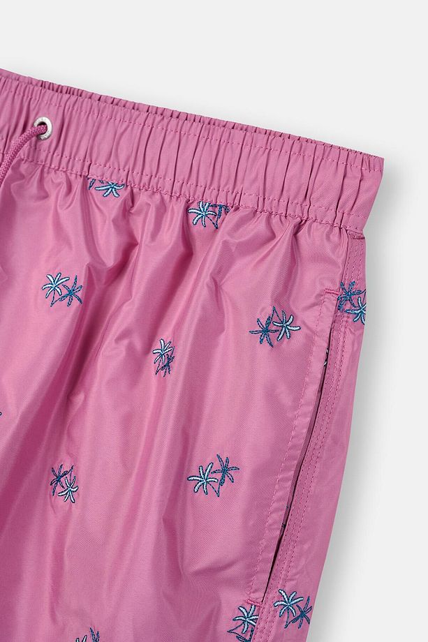 Pembe Palmiye Nakışlı Kısa Şort - 3