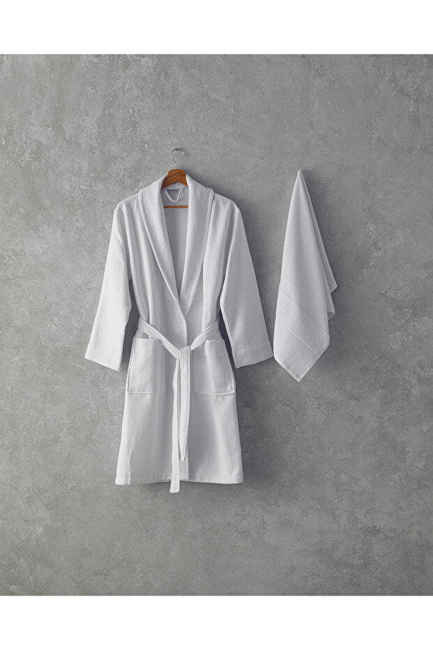 Como Microcotton Pique Bathrobe Set White
