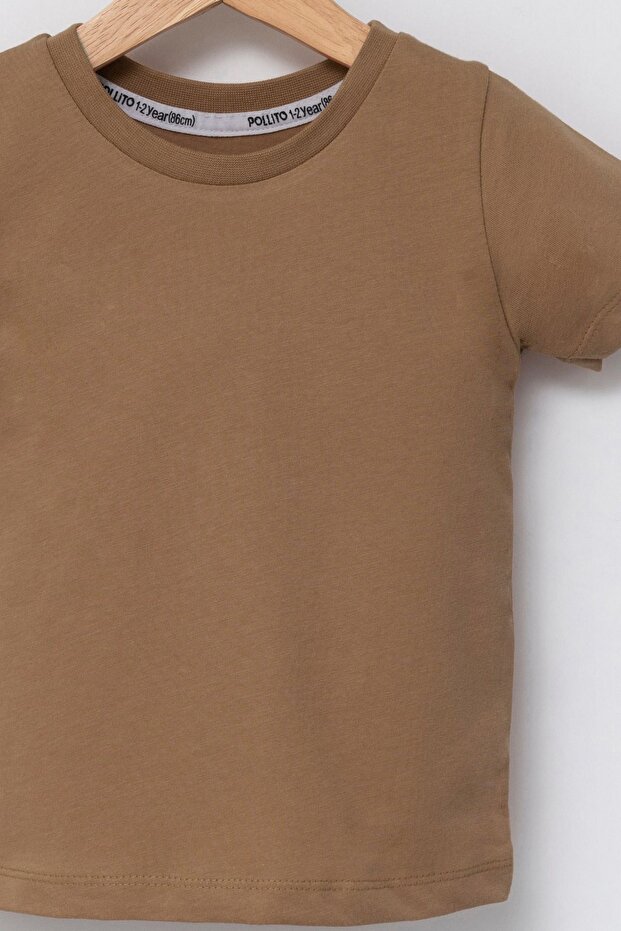 تي شيرت بني أساسي برقبة دائرية للأطفال - 2