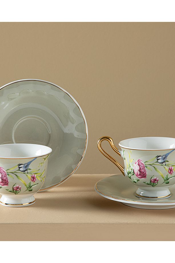 Vanilla New Bone China 4 Parça 2 Kişilik Kahve Fıncan Takımı 90 Ml Açık Gri - 2