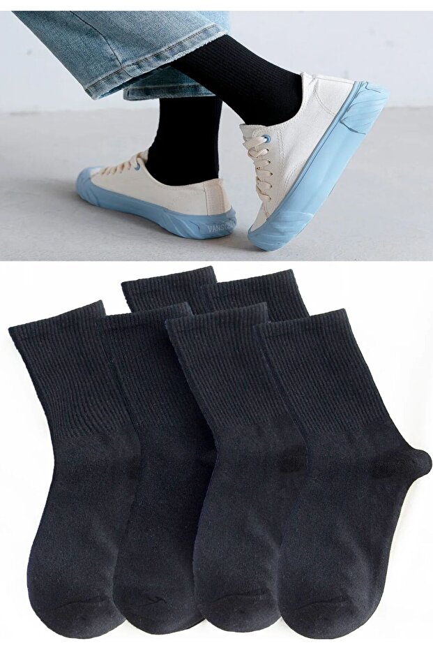 Unisex 6-Pack Black Cotton College Tennis Socks