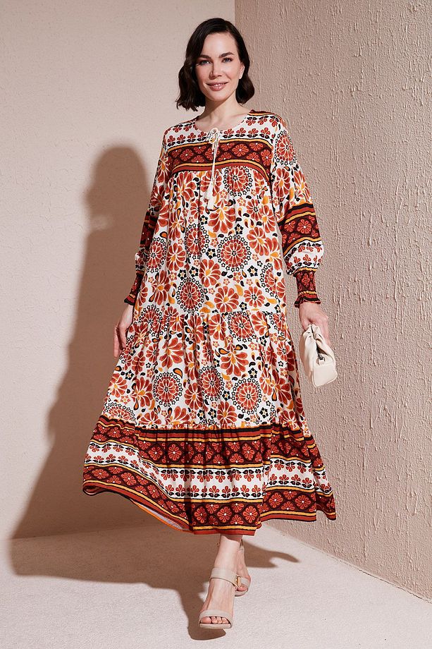 Modest Desenli Relaxed Fit Uzun Elbise  ELBİSE 66921752S4 - 1