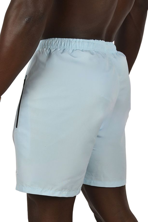 Erkek Buz Mavisi Hızlı Kuruyan Micro Polyester File Astarlı Cep Fermuarlı Kısa Deniz Şortu 2 - 4