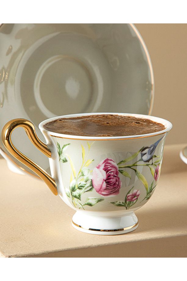 Vanilla New Bone China 4 Parça 2 Kişilik Kahve Fıncan Takımı 90 Ml Açık Gri - 3
