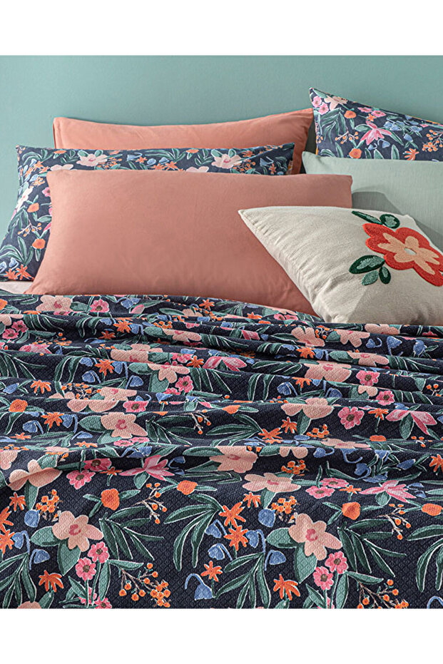 Vivacity Bloom Baskılı Tek Kişilik Pike Lacivert - 2