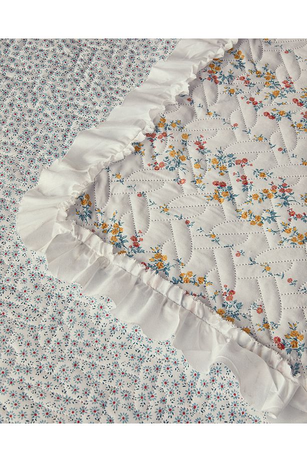 Bloomy Stripe Tek Kişilik Yatak Örtüsü Takımı Turuncu - 5