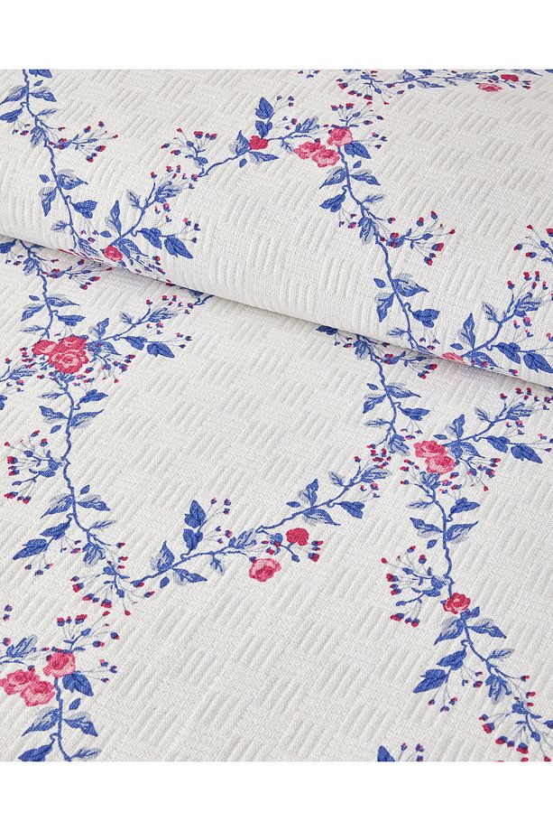 Floral Slice Tek Kişilik Pike Koyu Mavi - 2