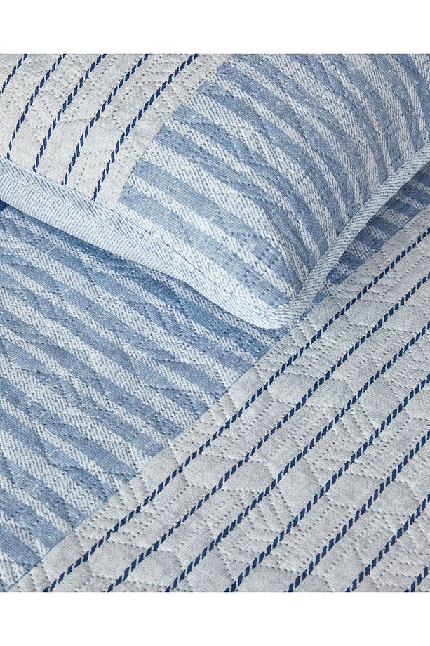Sleek Stripes Tek Kişilik Yatak Örtüsü Takımı Mavi - 4