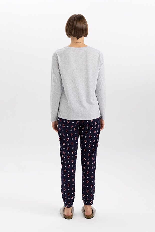 Fall In Love Yılbaşı Temalı Baskılı Uzun Kollu Pijama Takımı A9979ax23wn - 5
