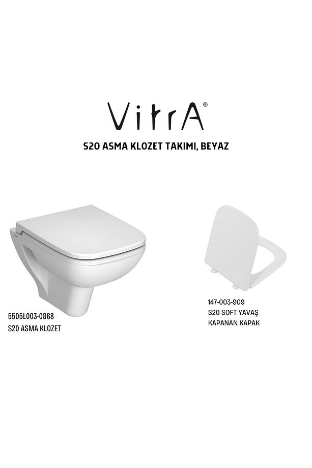 S20 Asma Klozet 5505L003-0868, Vitra S20 Soft Yavaş Kapanır Kapak 147-003-909 - 3
