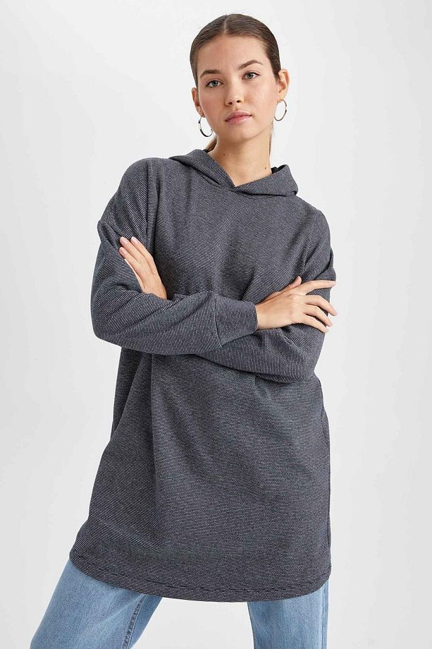 Regular Fit Kapüşonlu Uzun Kollu Sweatshirt Tunik Z8240az22au - 4