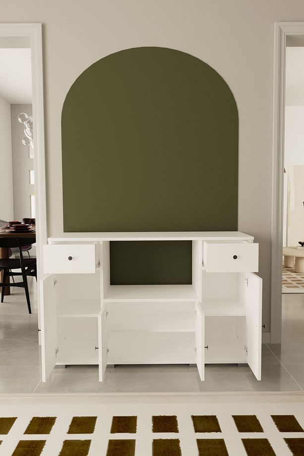 Kahve Köşesi Çok Amaçlı Dolap Mikrodalga Set altı Mutfak Dolabı Alt Dolap Beyaz - 6