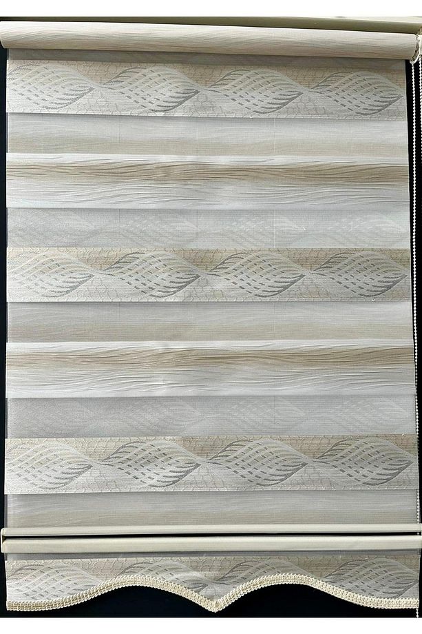 Sütlü Kahve Damask Desenli Zebra Stor Perde - 3