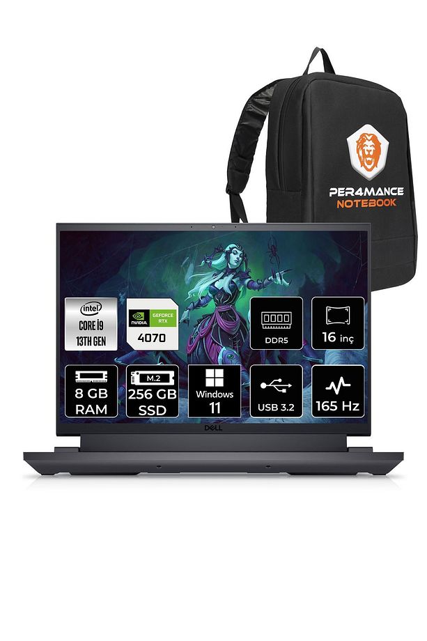 G16 7630 i9 13900HX 8GB 256GB SSD RTX4070/8GB 165Hz 16" QHD W11H G76302401020 & PER4 ÇANTA - 1