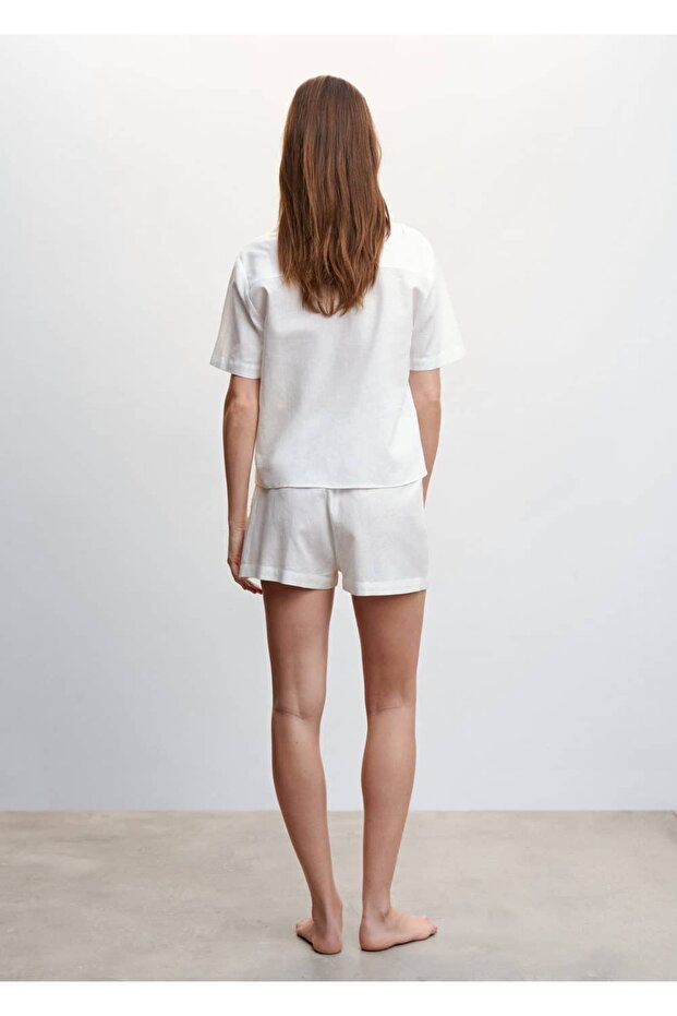 Keten Pijama Gömlek - 4